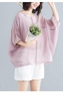 Classy o neck Batwing Sleeve patchwork cotton blended tops women blouses Boho Outfits pink short blouse Summer